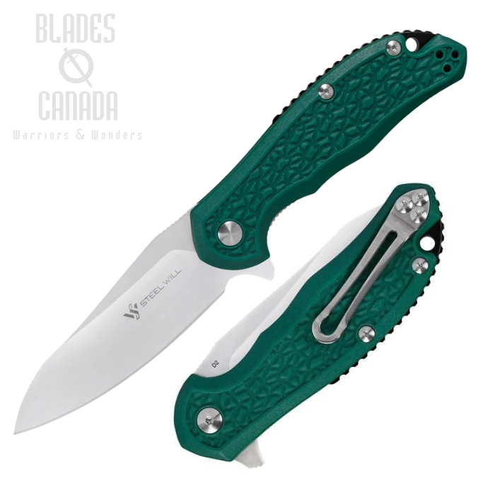 Steel Will Modus Flipper Folding Knife, D2 Steel, FRN Green, F25-12